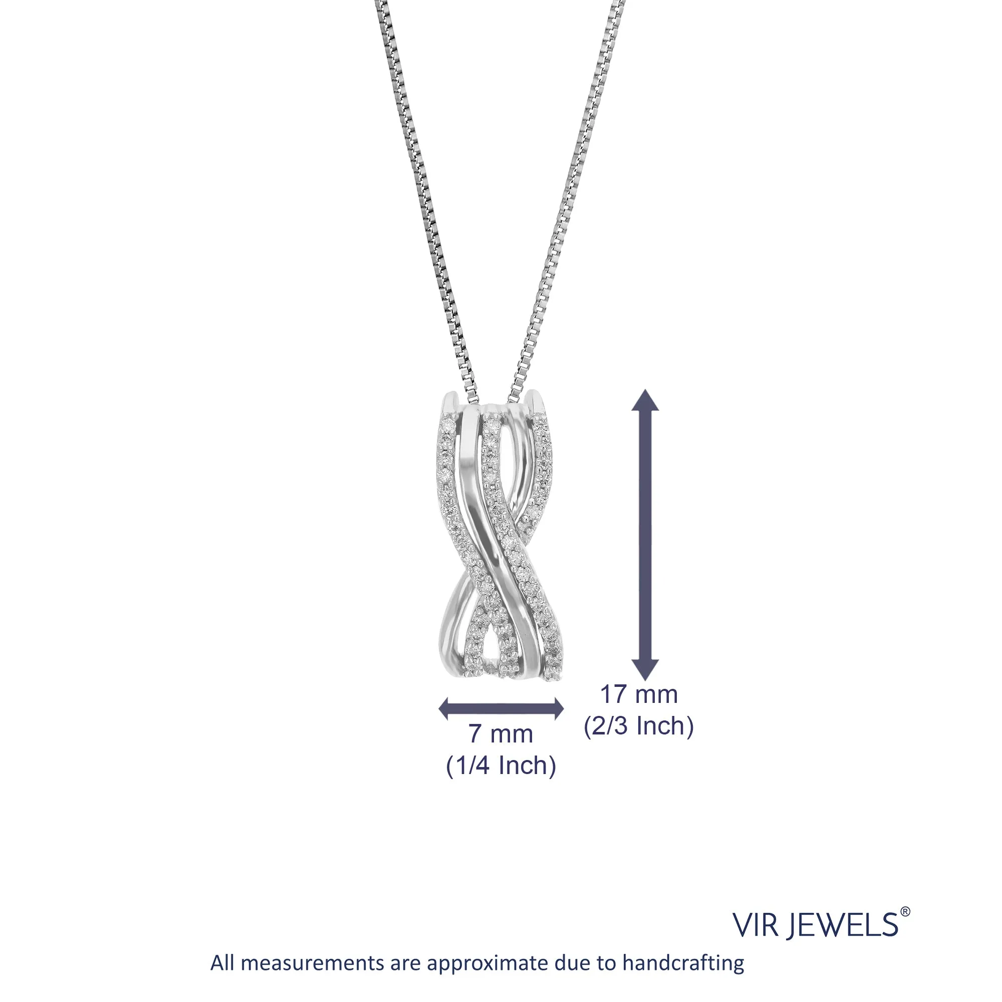 1/6 cttw Lab Grown Diamond Double Infinity Pendant in Silver