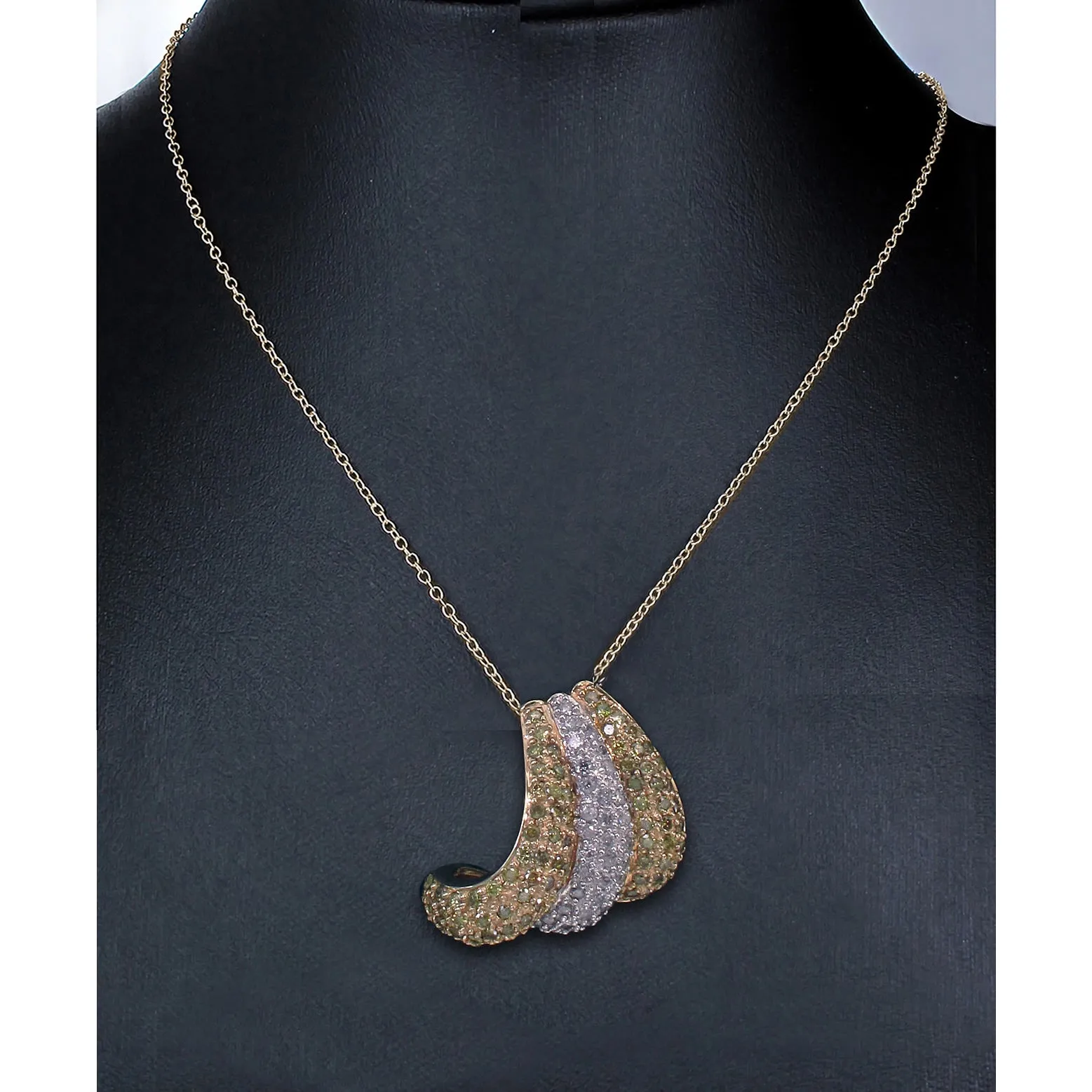 1.70 cttw Yellow and White Diamond Pendant in 14K Yellow Gold