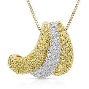 1.70 cttw Yellow and White Diamond Pendant in 14K Yellow Gold