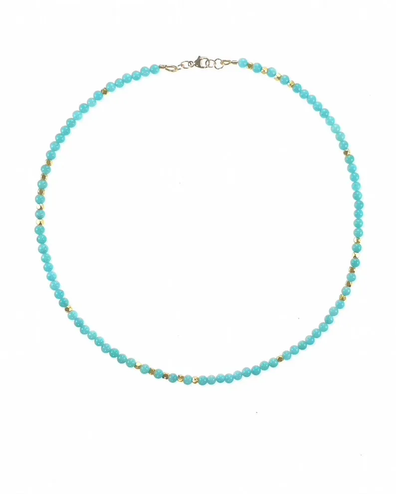 18k Gold Amazonite Necklace.