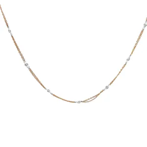 18k Rose Gold  .20ct G VS2 Round Diamonds Double Strand By the yard necklace