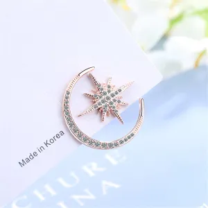 18K Rose Gold-Plated Moon & Star Stud Earrings
