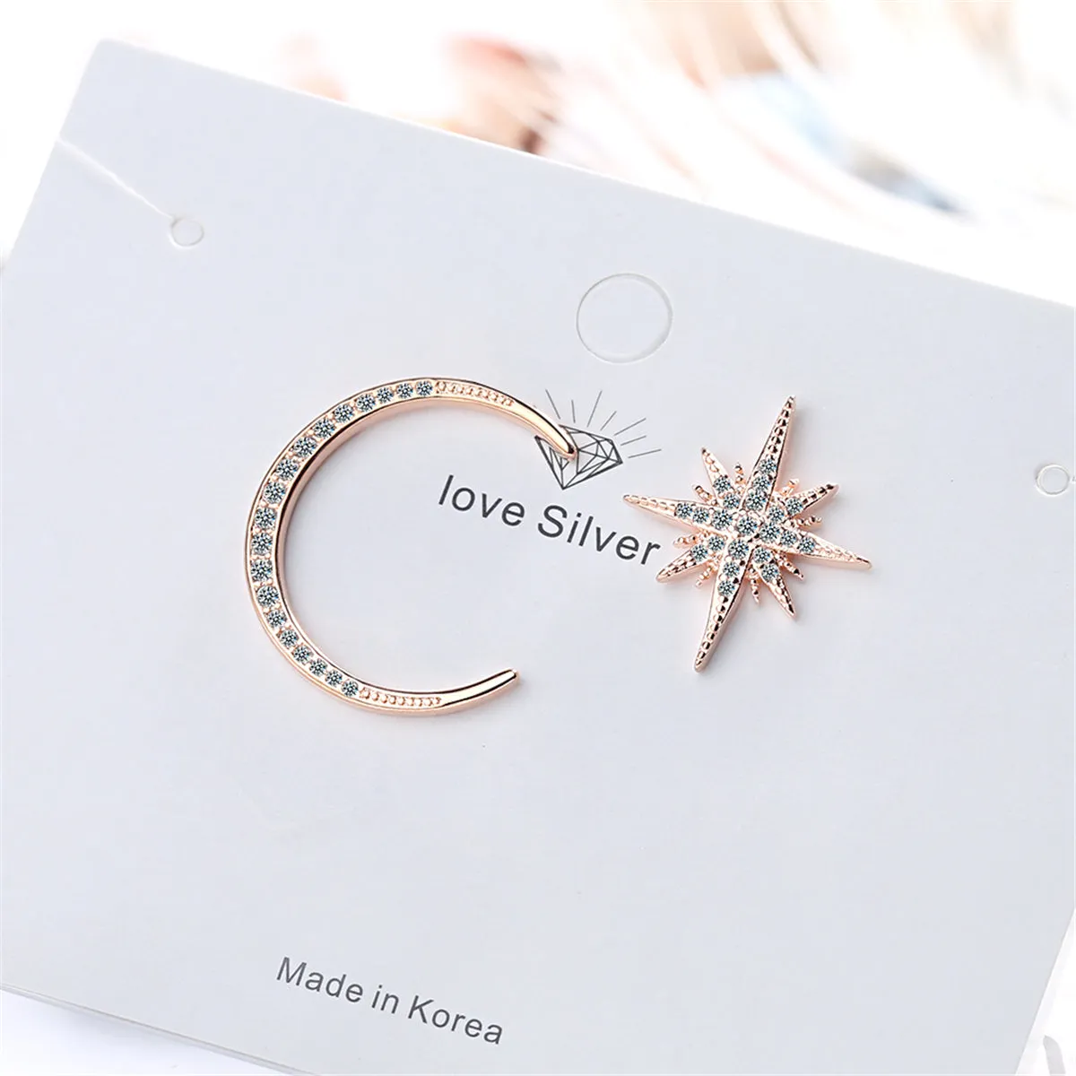 18K Rose Gold-Plated Moon & Star Stud Earrings