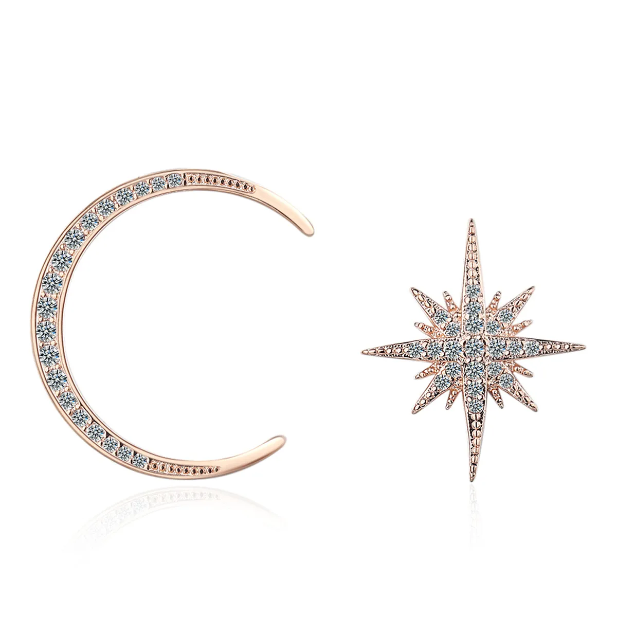 18K Rose Gold-Plated Moon & Star Stud Earrings