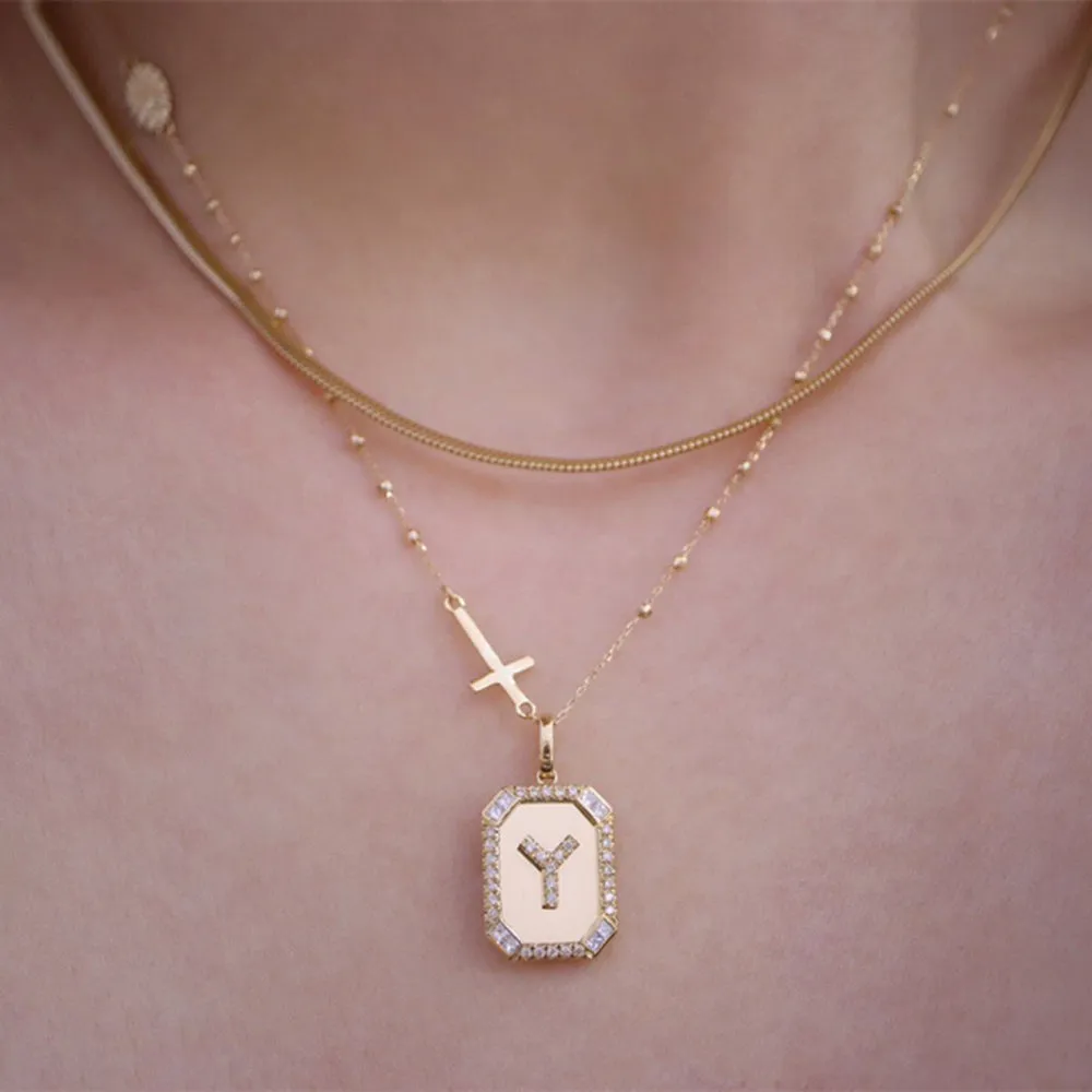 18K Solid Gold O Chain Bead Necklace Cross Virgin Mary Elegant Charm Jewelry