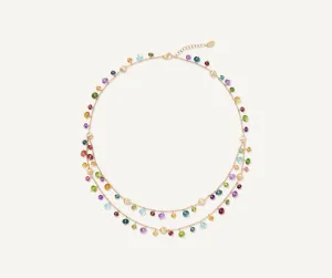 18K Yellow Gold 2-Strand Mixed Gemstone Necklace