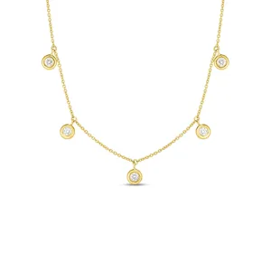 18K Yellow Gold Roberto Coin 5 Station Dangling Diamond Necklace