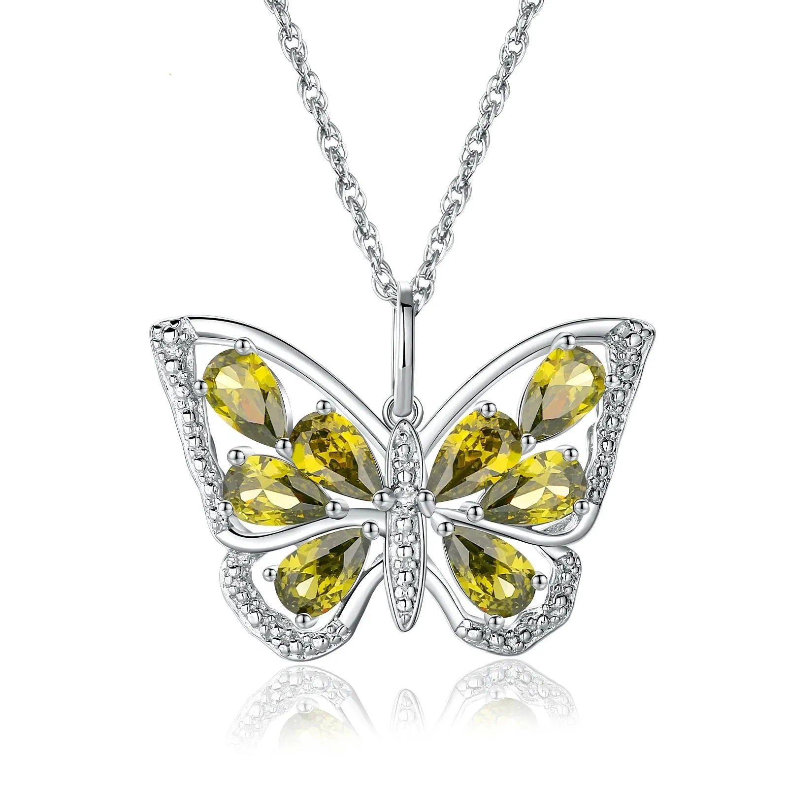 1.9 Ct Pear-cut Ruby Gemstone Butterfly Pendant Necklace