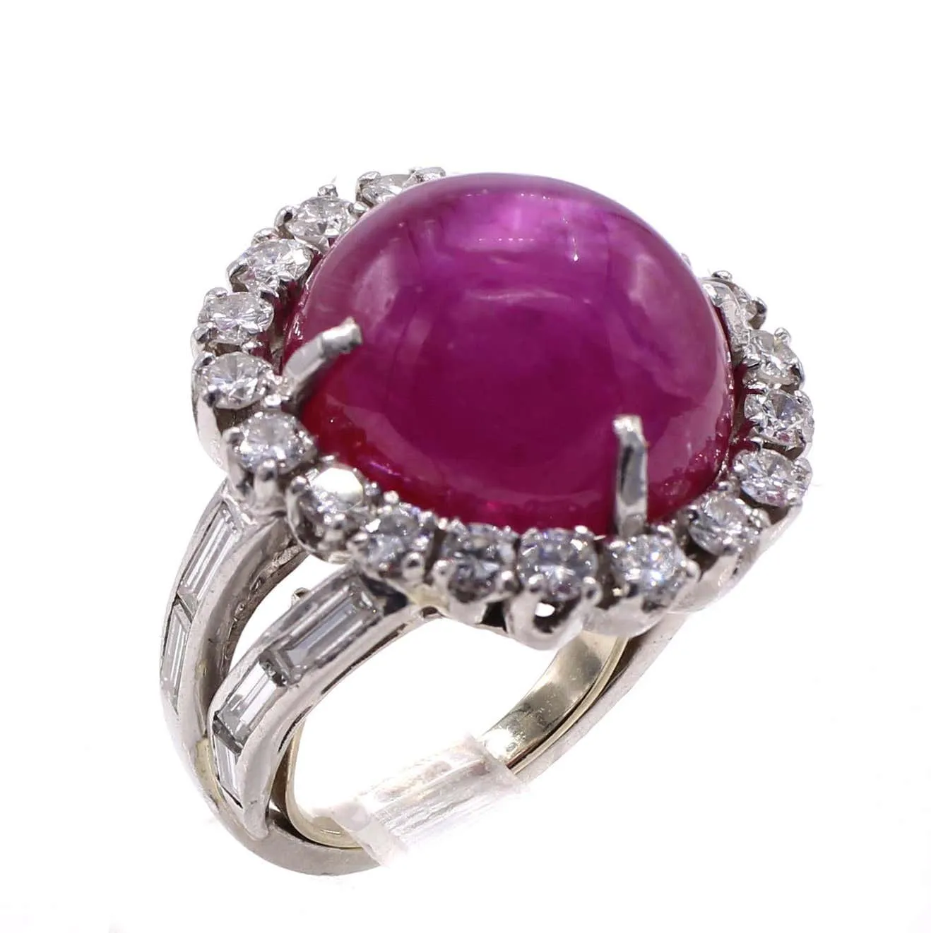 1960s Star Ruby Diamond Platinum Cocktail Ring