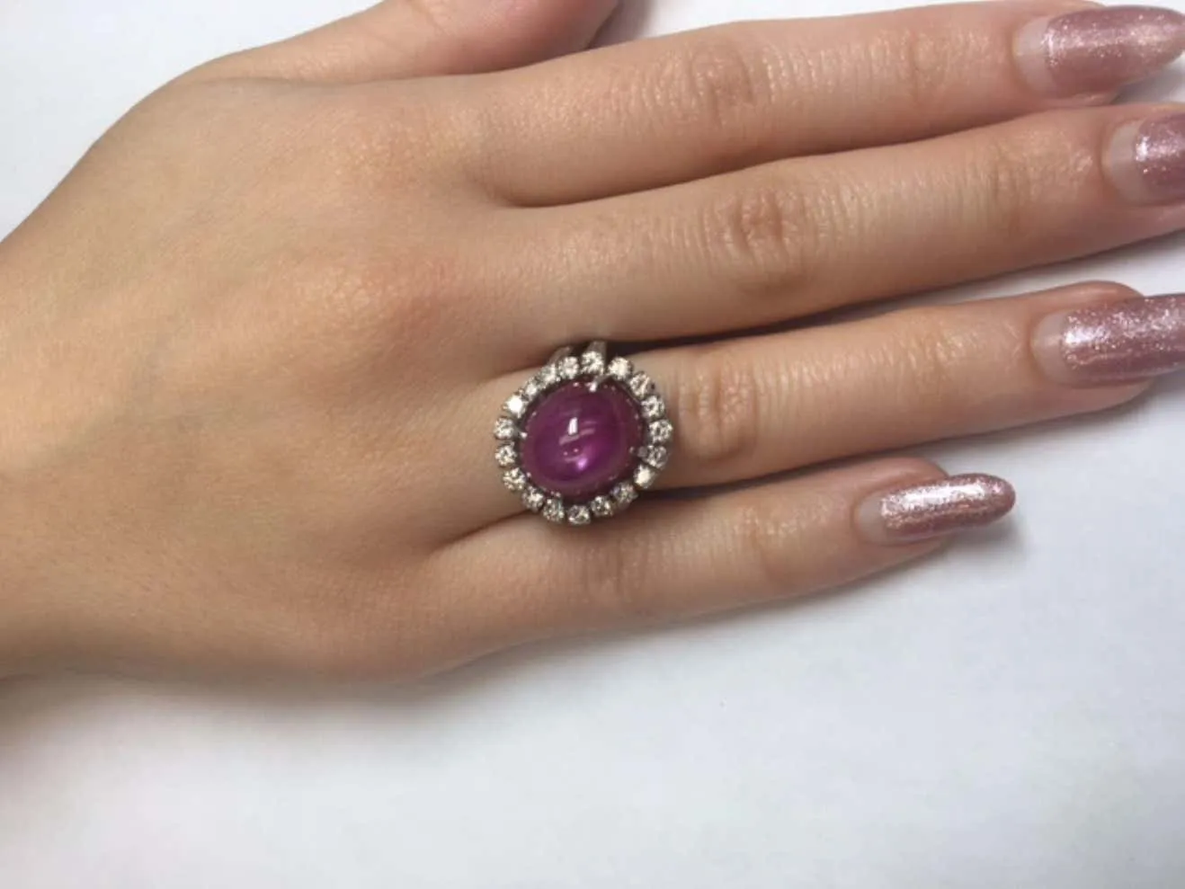 1960s Star Ruby Diamond Platinum Cocktail Ring