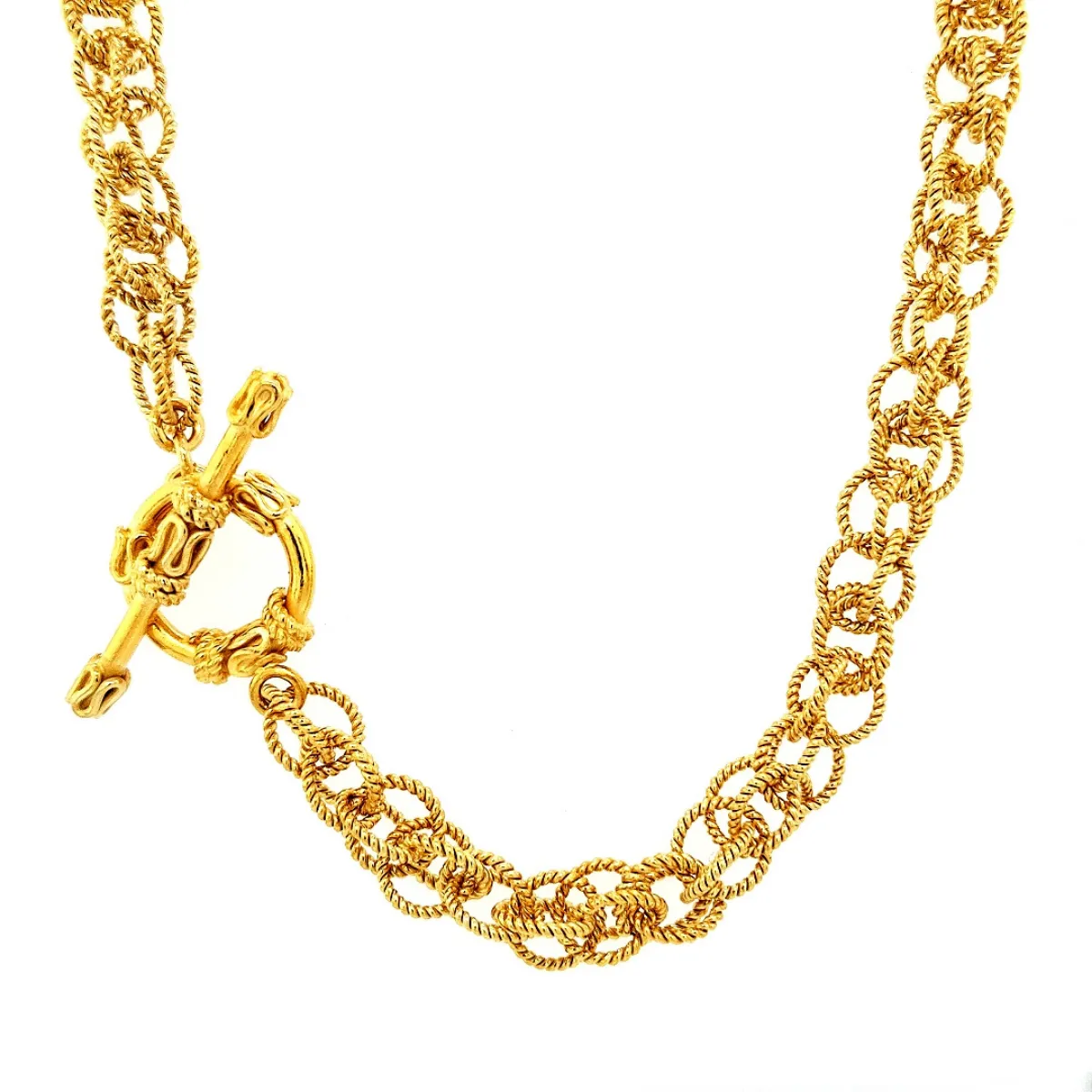 20.75" Handcrafted 24K Gold Vermeil 8mm Spinner Necklace with Toggle Clasp