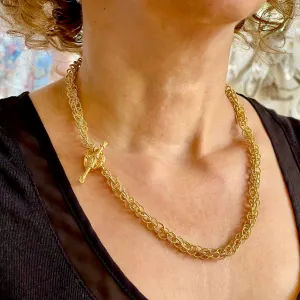 20.75" Handcrafted 24K Gold Vermeil 8mm Spinner Necklace with Toggle Clasp