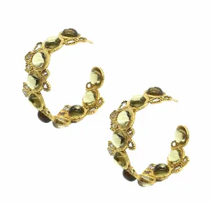 20K Eternity Olive Quartz Hoop Earrings
