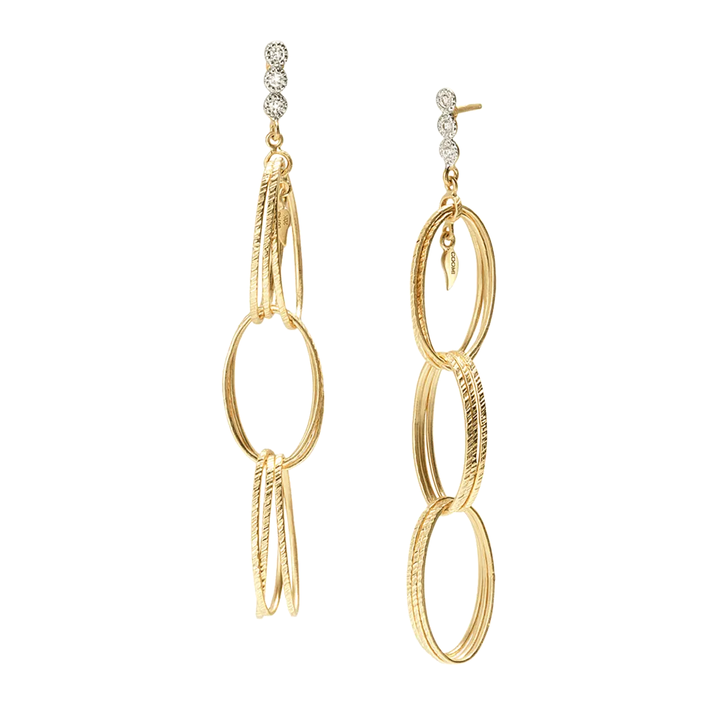 20K Eternity Spring Triple Hoop Earrings