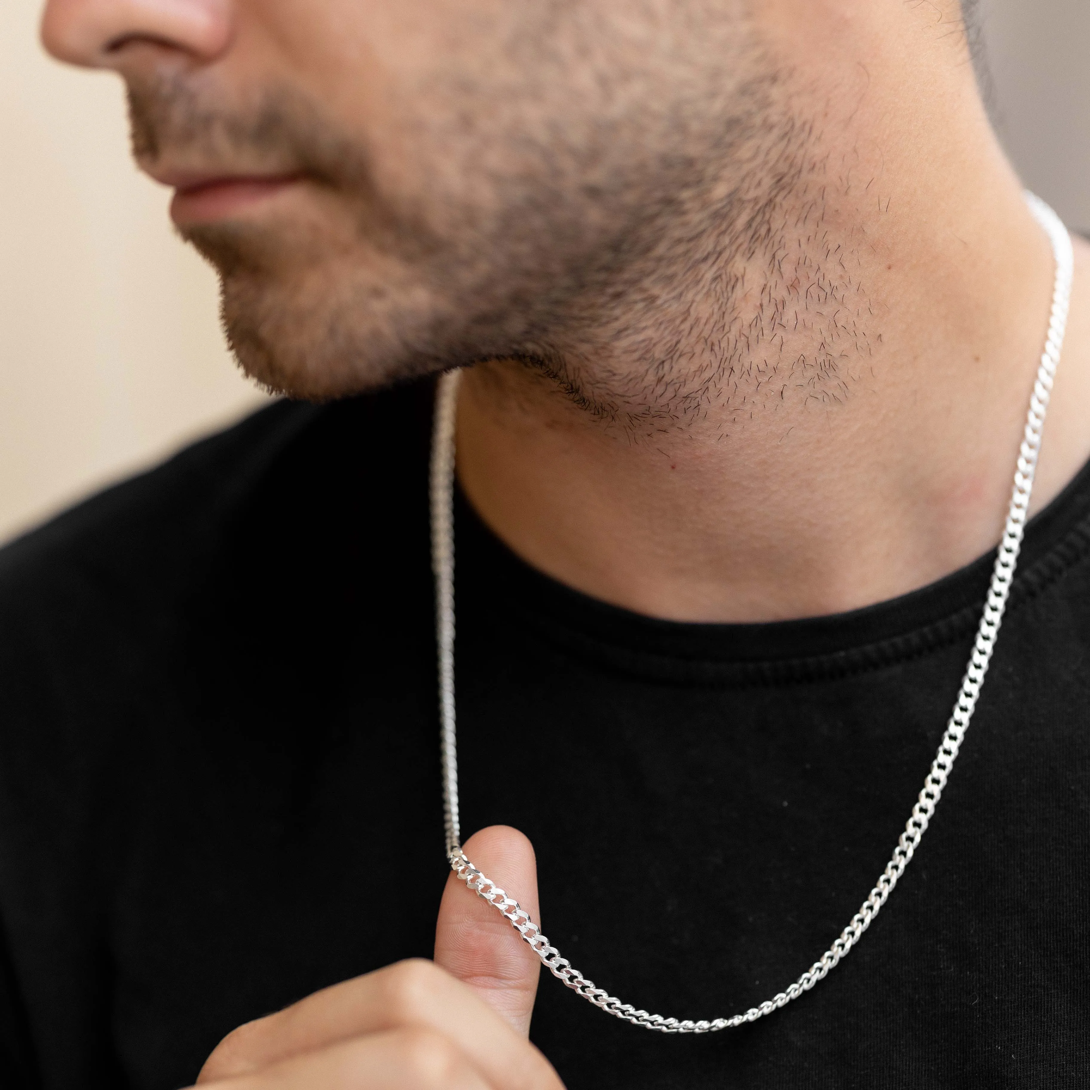 3.5mm Silver Curb Chain