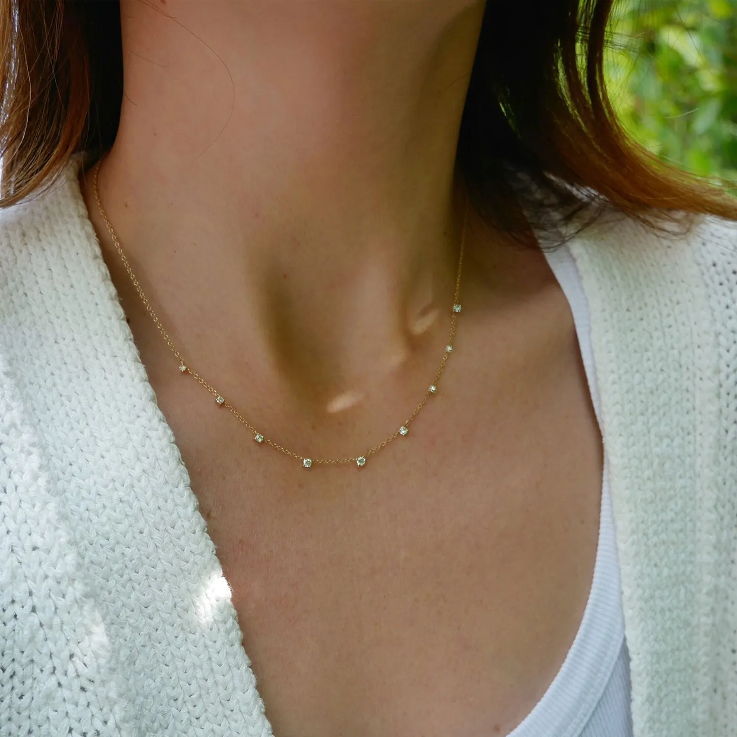 9 Prong Set Diamond Necklace
