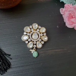 92.5 Silver Moissonite Pendant With Gold Plating