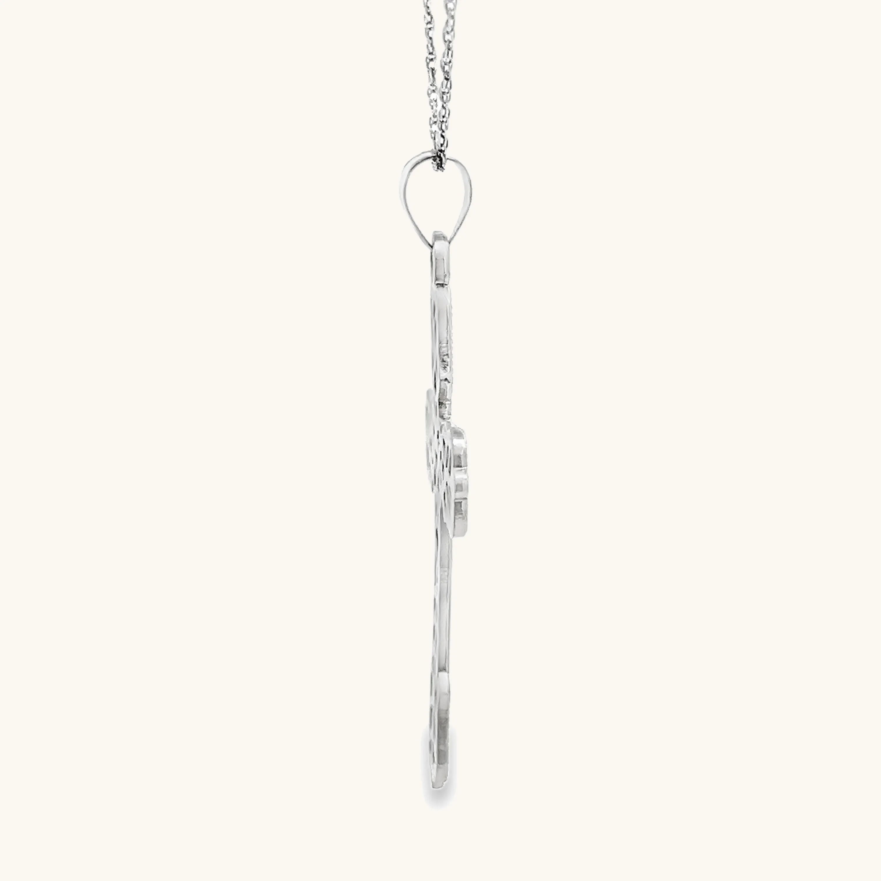 925 STERLING SILVER GREEN PLIQUE A JOUR CROSS NECKLACE