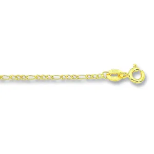 9ct Yellow Gold Silver Infused Figaro 3/1 Necklace 45cm