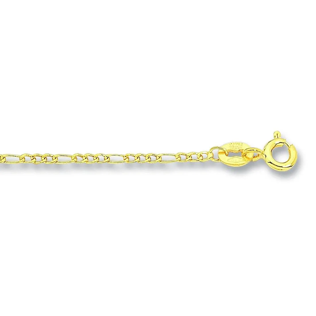 9ct Yellow Gold Silver Infused Figaro 3/1 Necklace 45cm