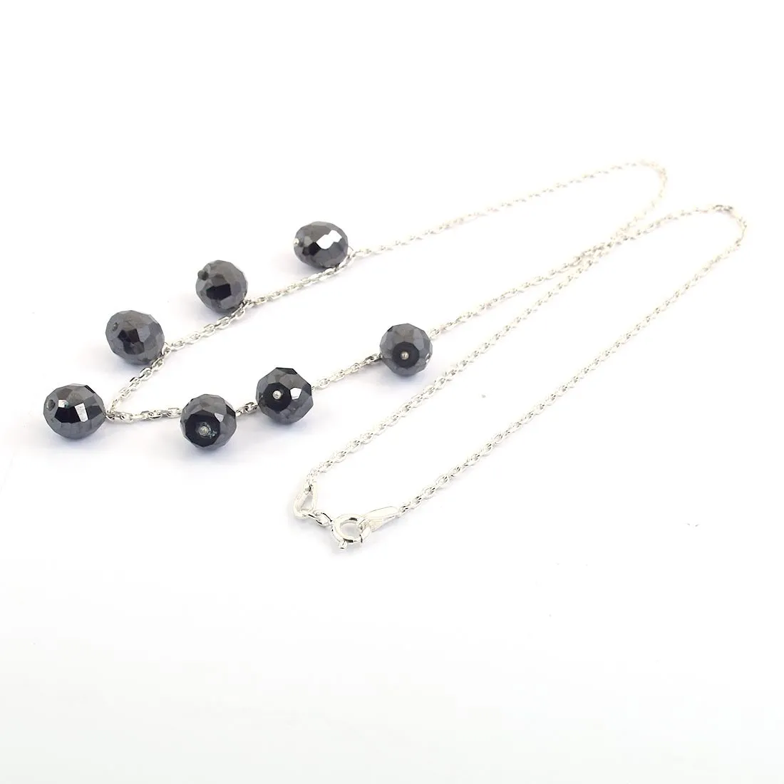 AAA Certified Elegant Black Diamond Chain Necklace in 925 Silver, Latest Collection