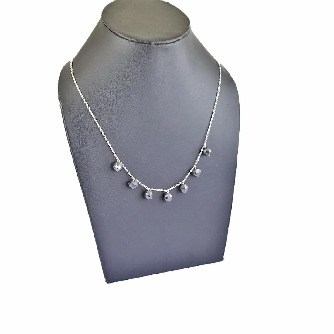AAA Certified Elegant Black Diamond Chain Necklace in 925 Silver, Latest Collection