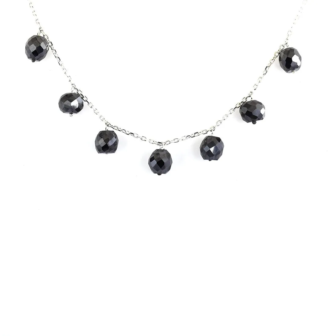 AAA Certified Elegant Black Diamond Chain Necklace in 925 Silver, Latest Collection