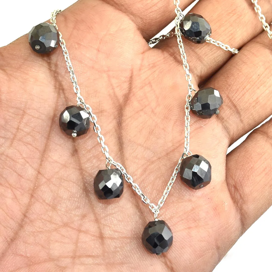 AAA Certified Elegant Black Diamond Chain Necklace in 925 Silver, Latest Collection