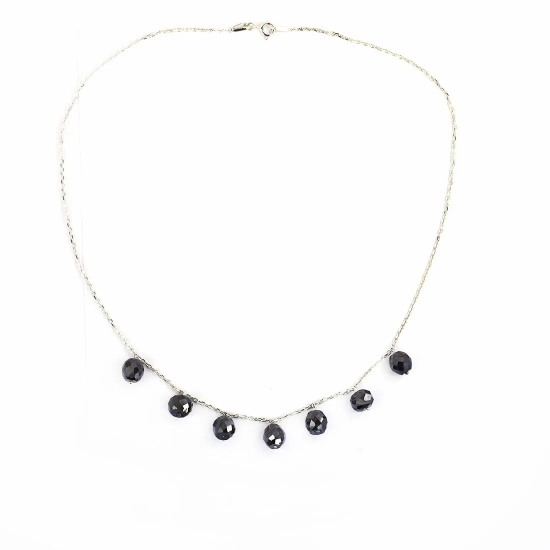 AAA Certified Elegant Black Diamond Chain Necklace in 925 Silver, Latest Collection