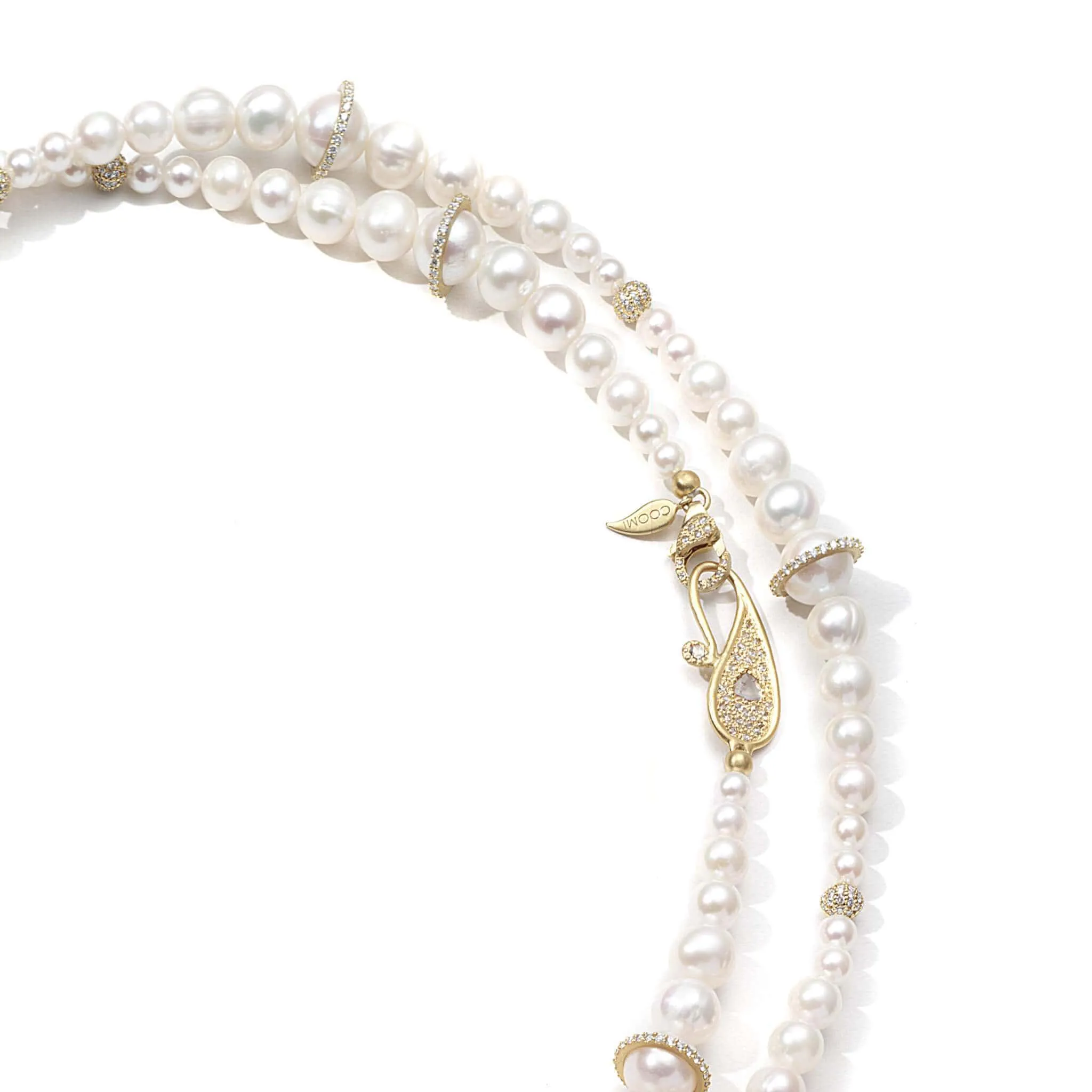 Affinity 20K Long Pearl and Diamond Necklace