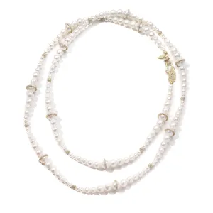 Affinity 20K Long Pearl and Diamond Necklace