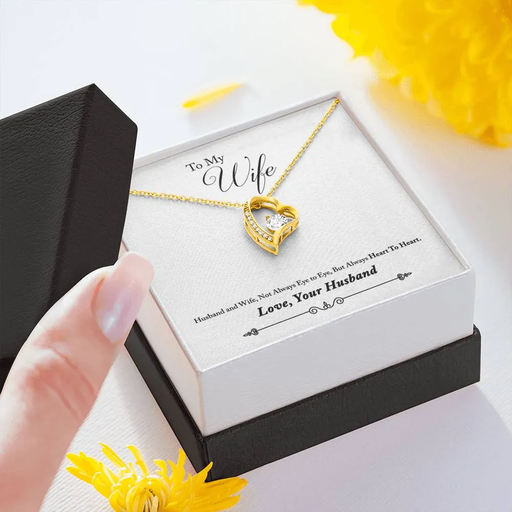 Always heart to heart, Floating Heart Necklace for Wife