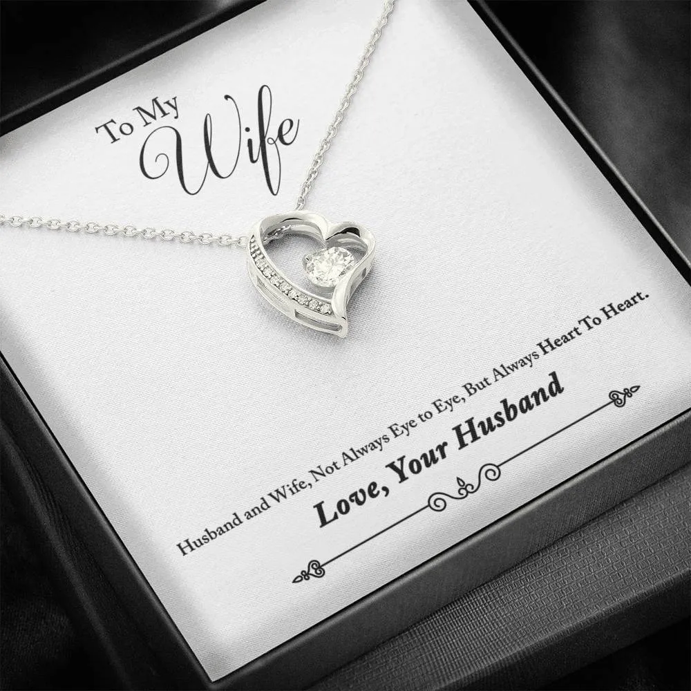 Always heart to heart, Floating Heart Necklace for Wife
