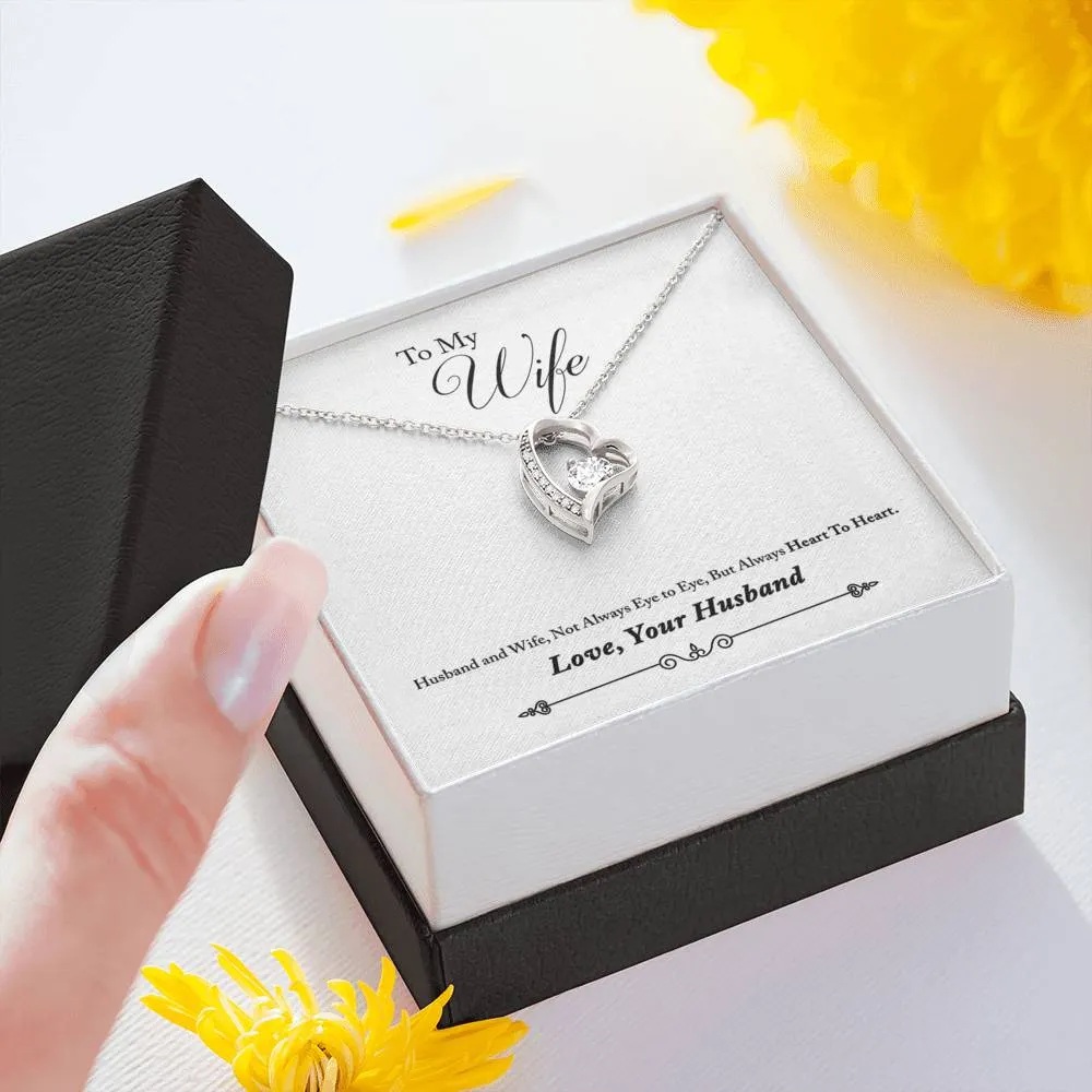 Always heart to heart, Floating Heart Necklace for Wife