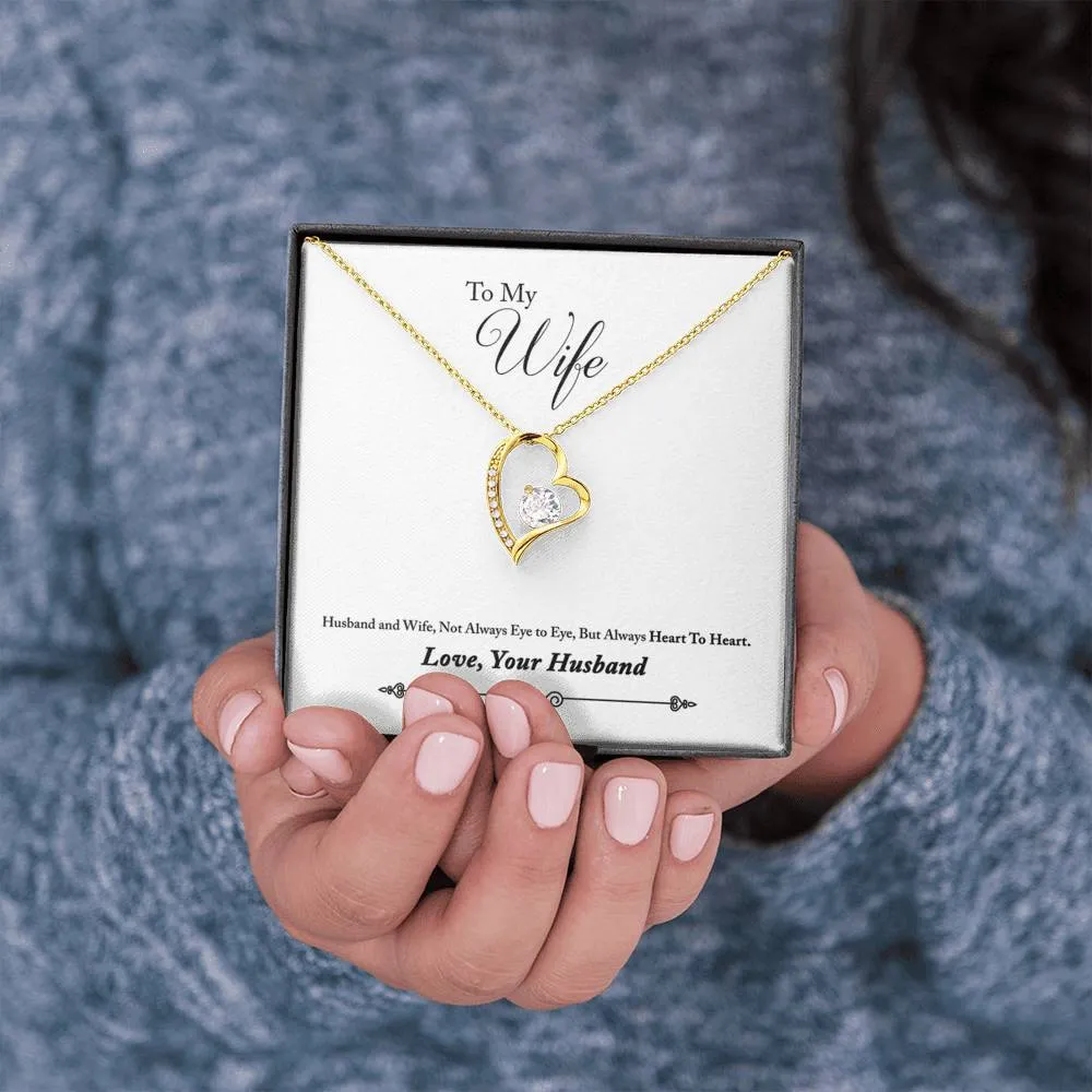 Always heart to heart, Floating Heart Necklace for Wife