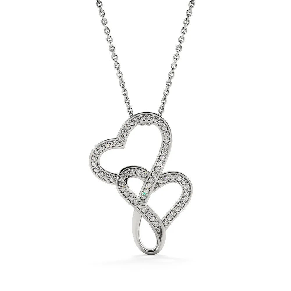Always shine-Double Hearts Necklace for Daughter, From Mom & Dad