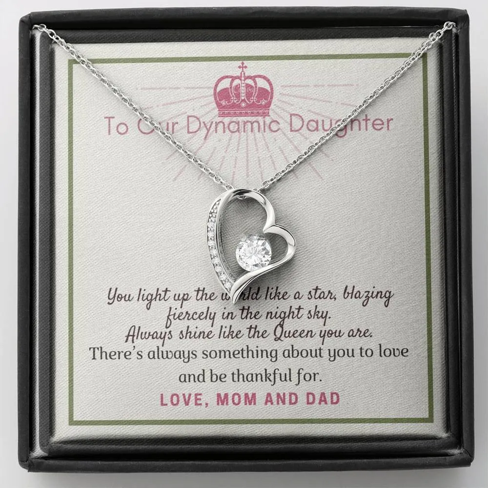 Always shine, Forever Love Heart Necklace for Daughter
