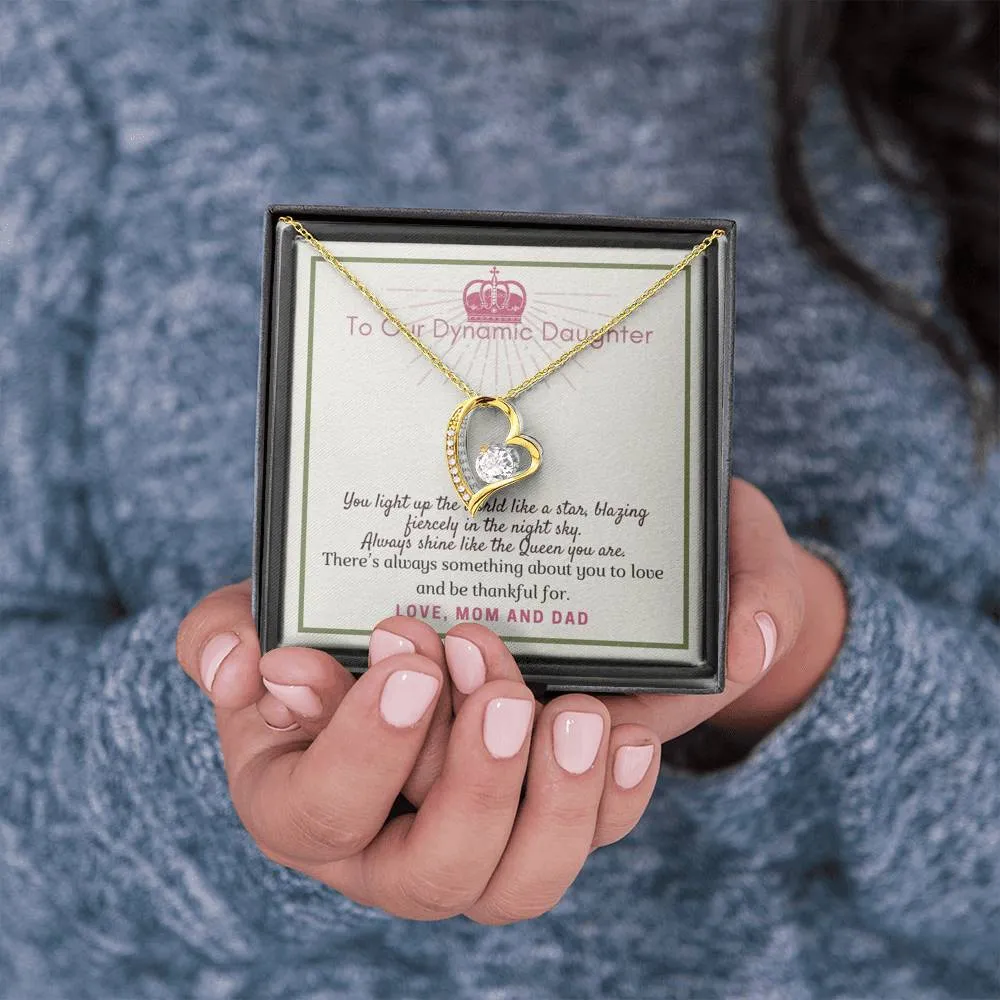 Always shine, Forever Love Heart Necklace for Daughter