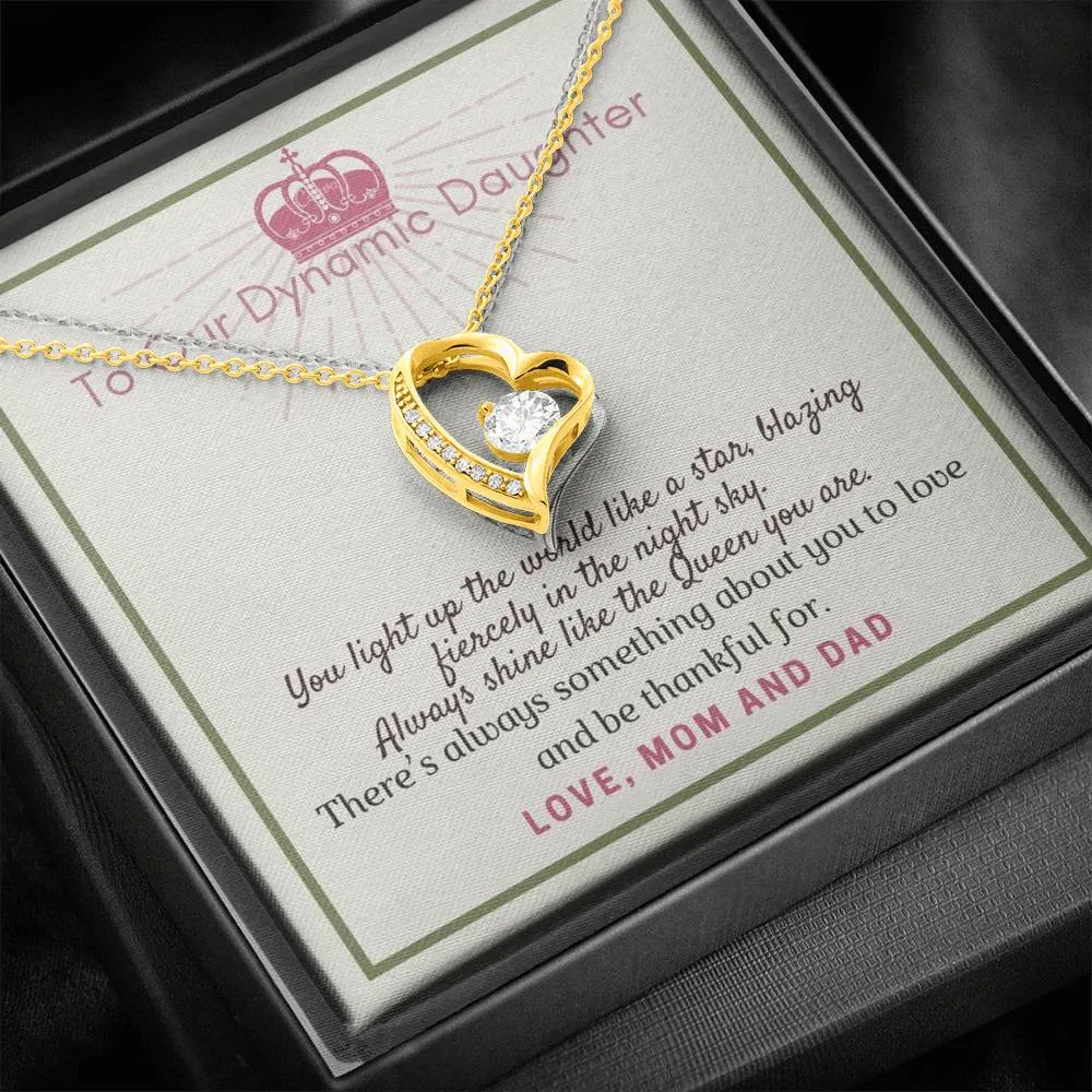 Always shine, Forever Love Heart Necklace for Daughter
