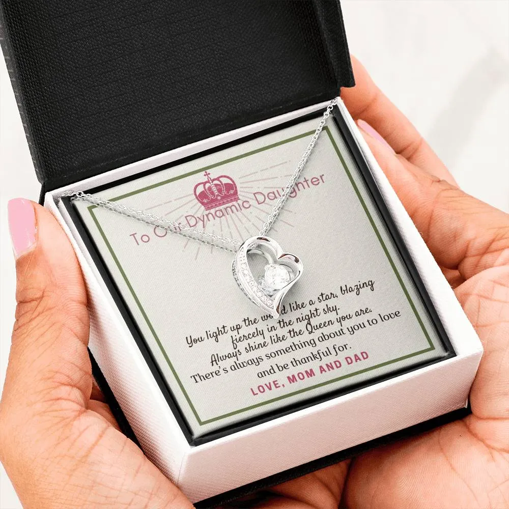 Always shine, Forever Love Heart Necklace for Daughter