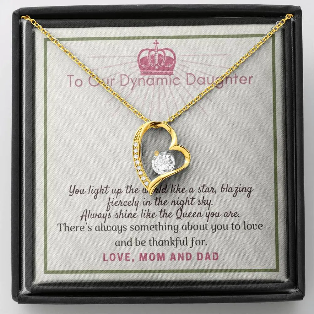 Always shine, Forever Love Heart Necklace for Daughter