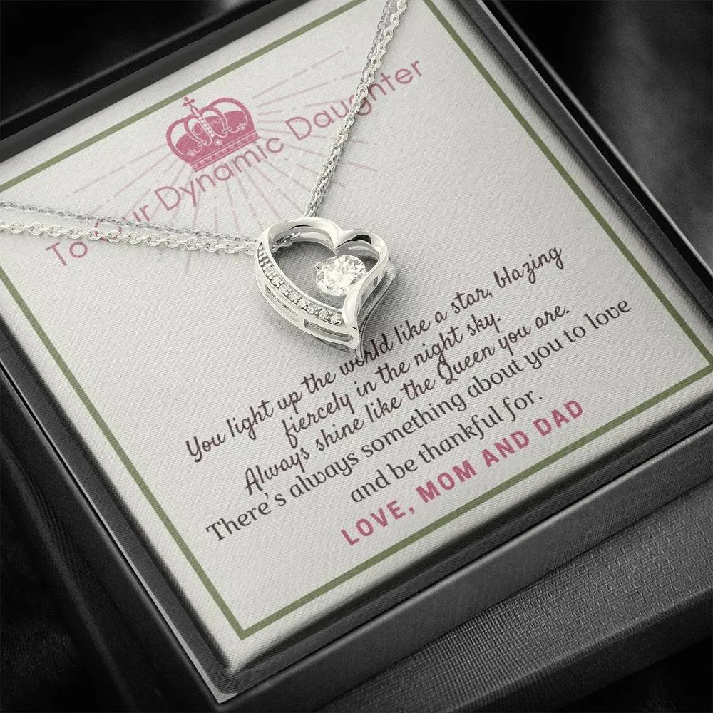 Always shine, Forever Love Heart Necklace for Daughter
