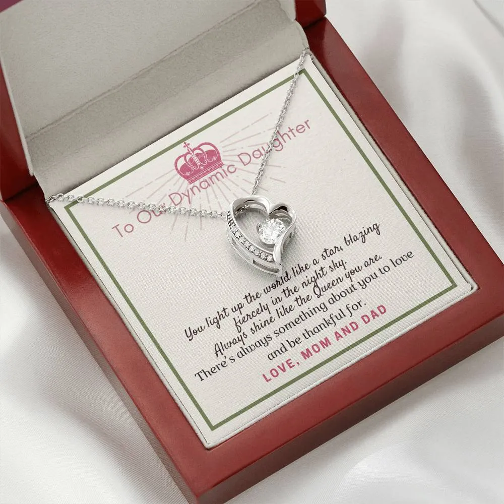 Always Shine-Sentimental Heart Necklace for Daughter, From Mom & Dad