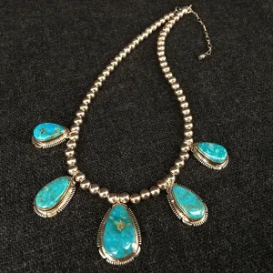 American Indian Turquoise and Silver Necklace