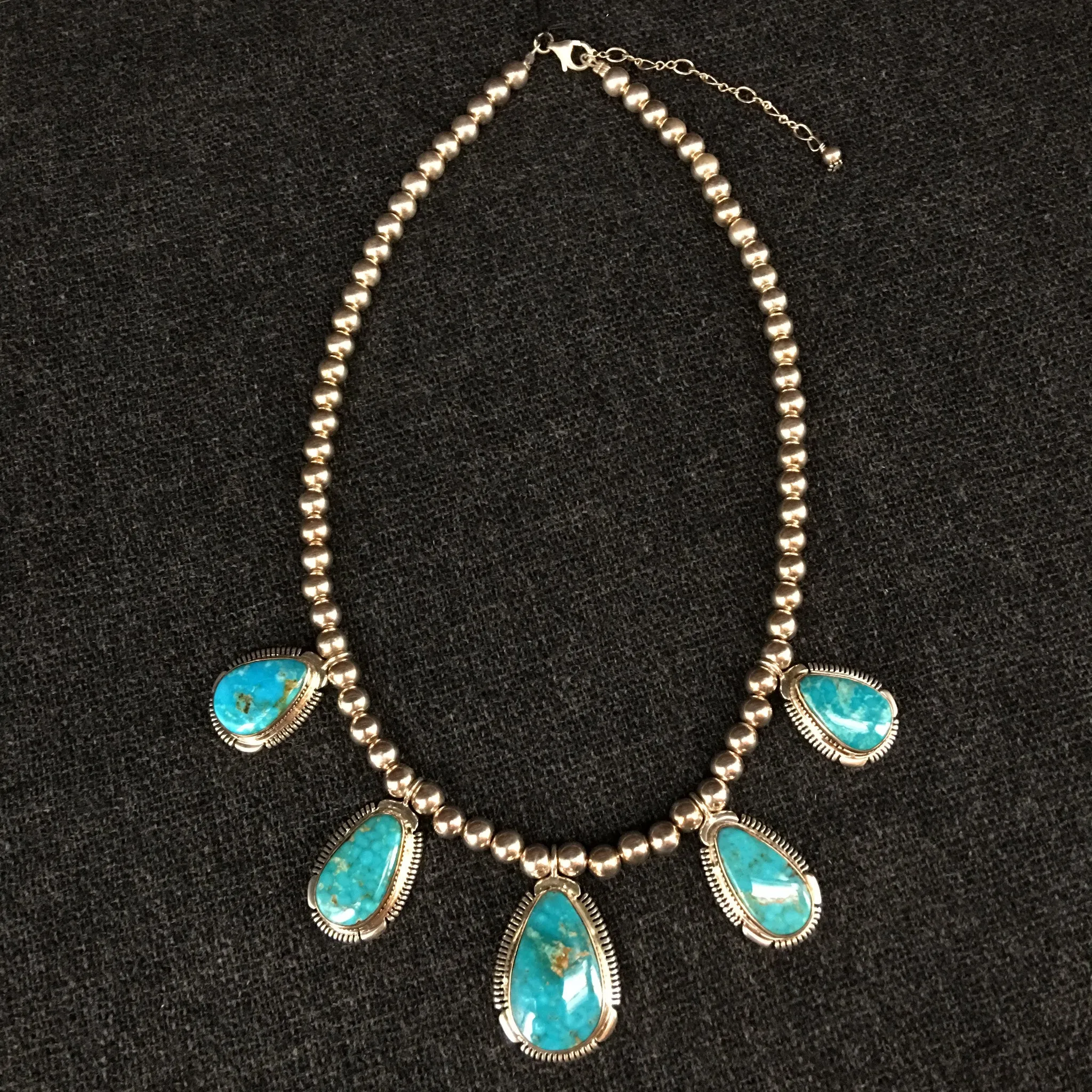 American Indian Turquoise and Silver Necklace