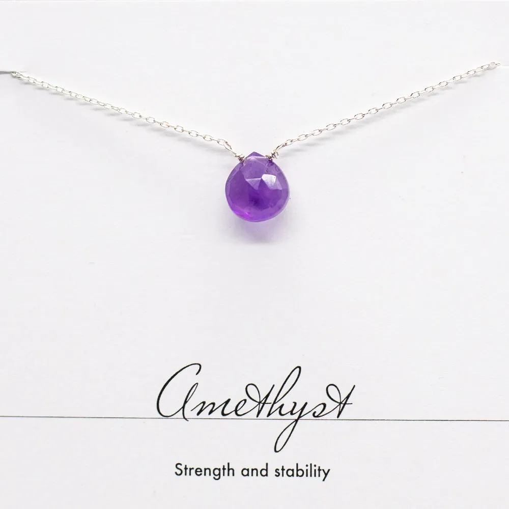 Amethyst Heart Silver Necklace