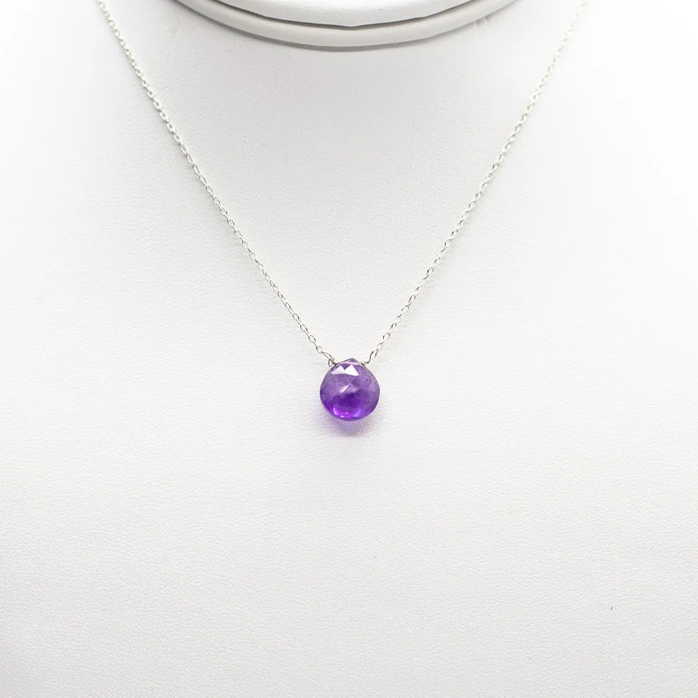 Amethyst Heart Silver Necklace