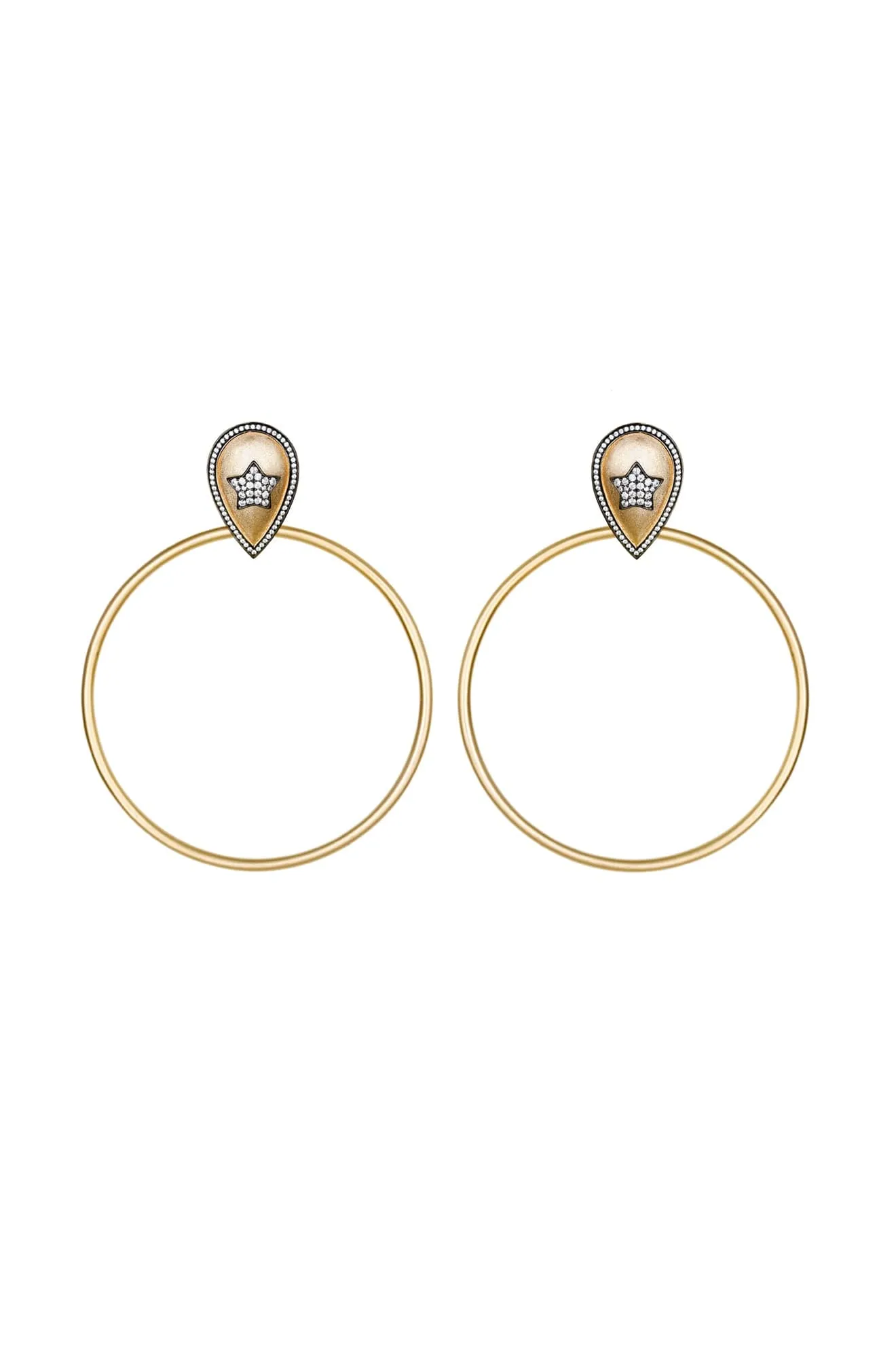 Ammanii The Dazzling Pave Star Large Hoop Earrings Vermeil Gold