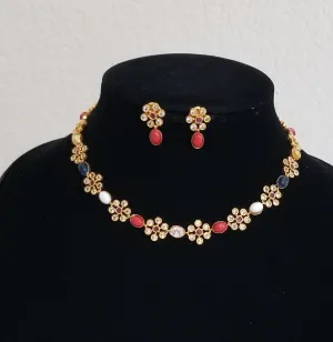Antique South Indian Necklace With Matte Gold Plating Gr5