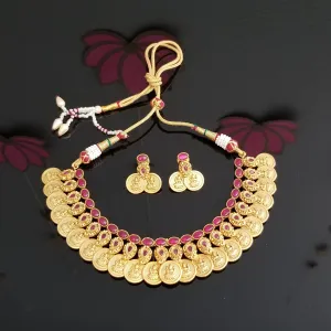 Antique Temple Necklace With Matte Gold Plating 1717